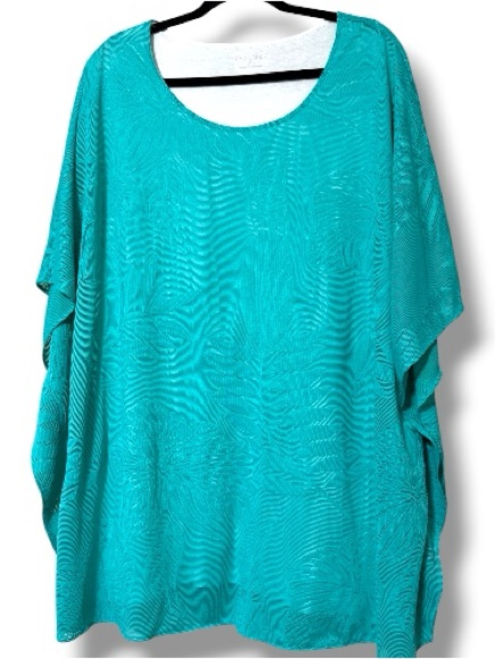Catherine's plus size 3X 26/28 pullover layered top teal floral pattern new